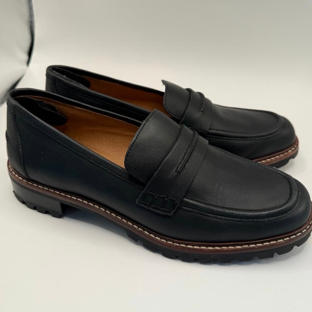 Madewell The Corinne Lugsole Loafers Black Leather Chunky Platform 8 Worn Once - Picture 5 of 9